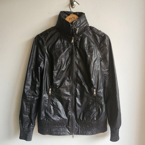 SzS Mackage Black Perla Packable Hooded Rain Jacket & Windbreaker - EUC - Picture 2 of 16